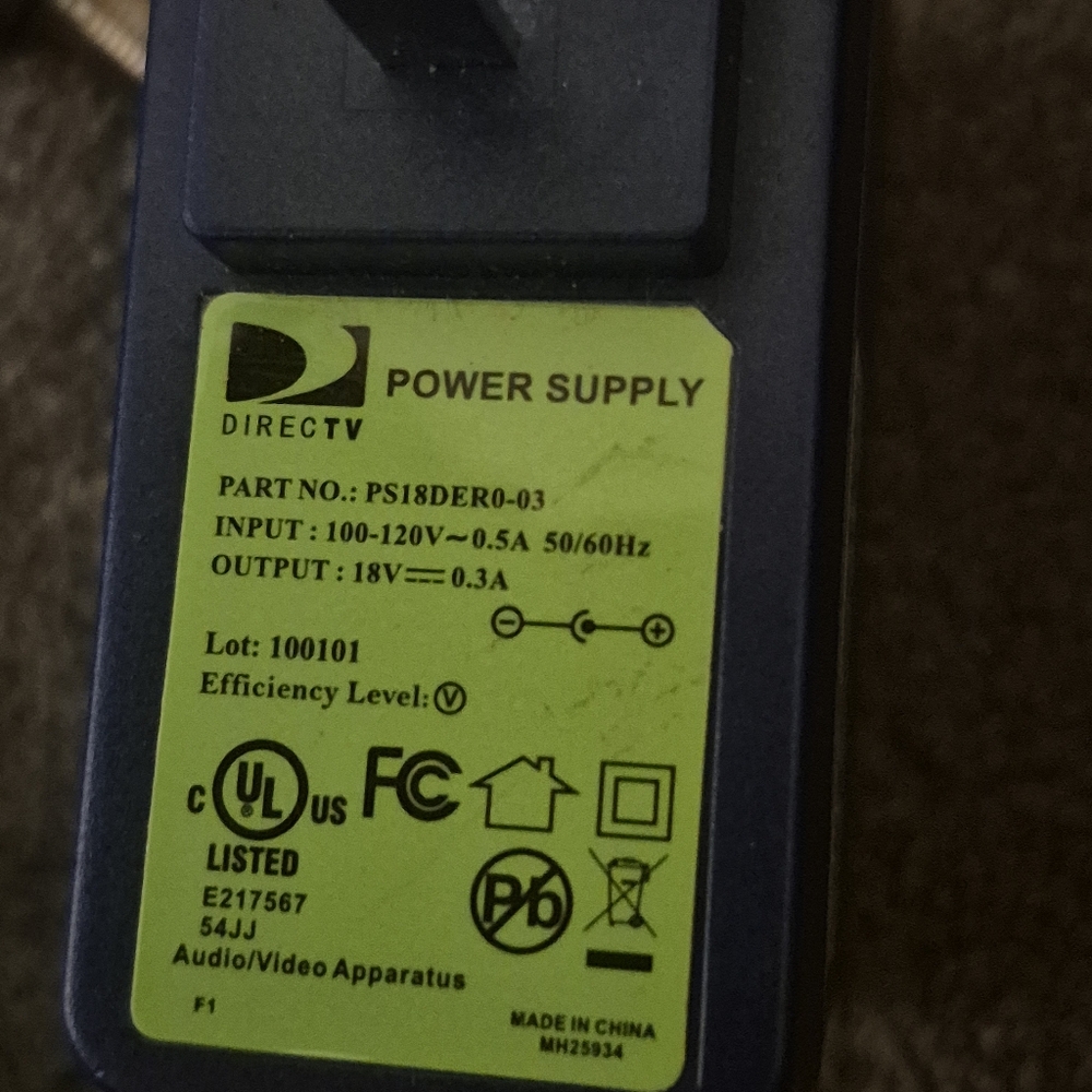 DirecTV AC Power Supply #PS 18DERO -3 18V 0.3A  Audio Video Apparatus Open Box